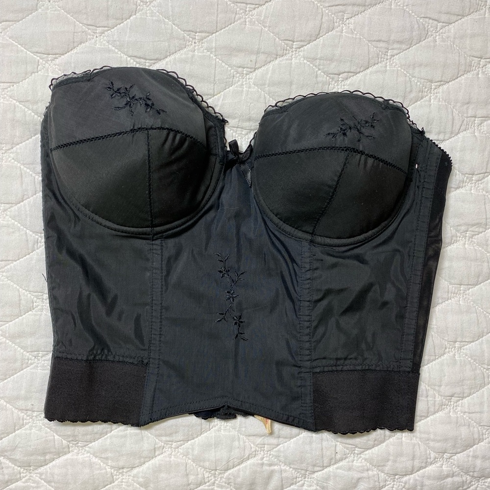 Vtg Peter Pan Hidden Treasure Black Size 36B Bustier Strapless Lingerie Boudoir